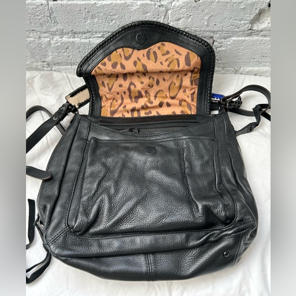 Aimee Kestenberg Black Leather Shoulder Bag with Blue Accent Strap - Picture 7 of 16